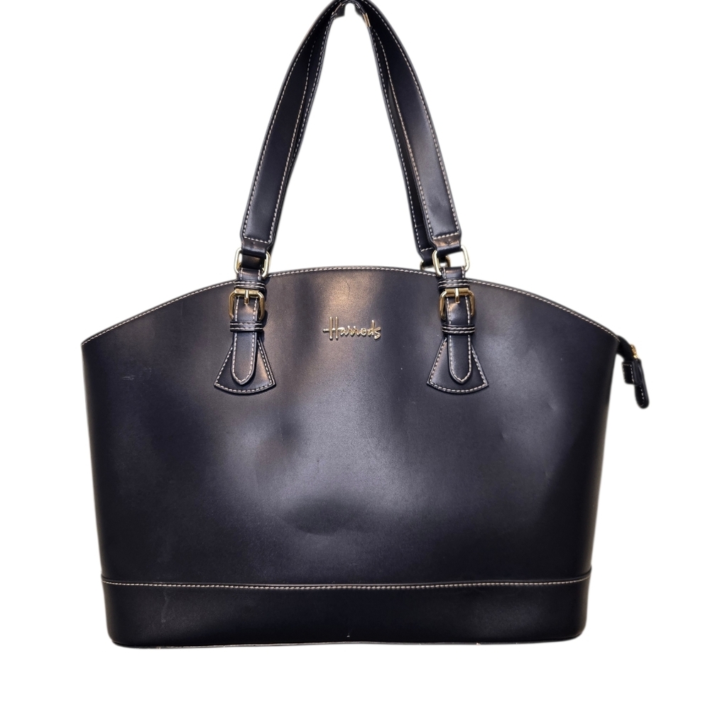 Harrods Navy Leather Tote Bag